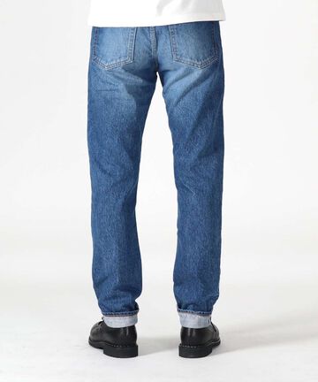 J301_MID CIRCLE Straight 14.8oz American Cotton Vintage Selvedge Jeans (Wash),MEDIUM INDIGO, small image number 4