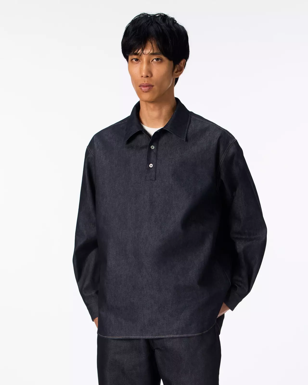 MEN | Light Denim Pullover Shirt 7oz Rigid,RIGID, large image number 0