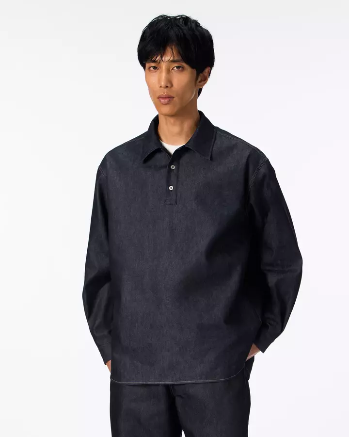 MEN | Light Denim Pullover Shirt 7oz Rigid,, medium
