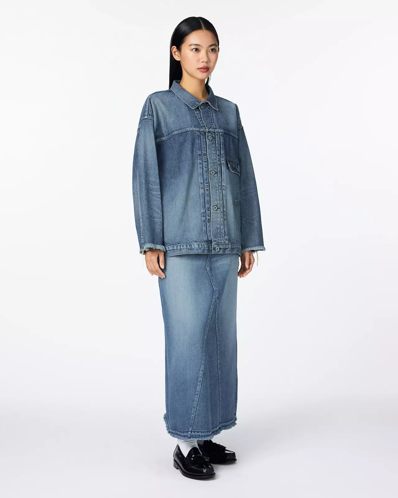 WOMEN | Cutoff Denim Jacket 11oz Medium Indigo,MEDIUM INDIGO, large image number 3