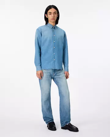 MEN | Light Denim Regular Shirt 7oz Medium Indigo,MEDIUM INDIGO, large image number 4