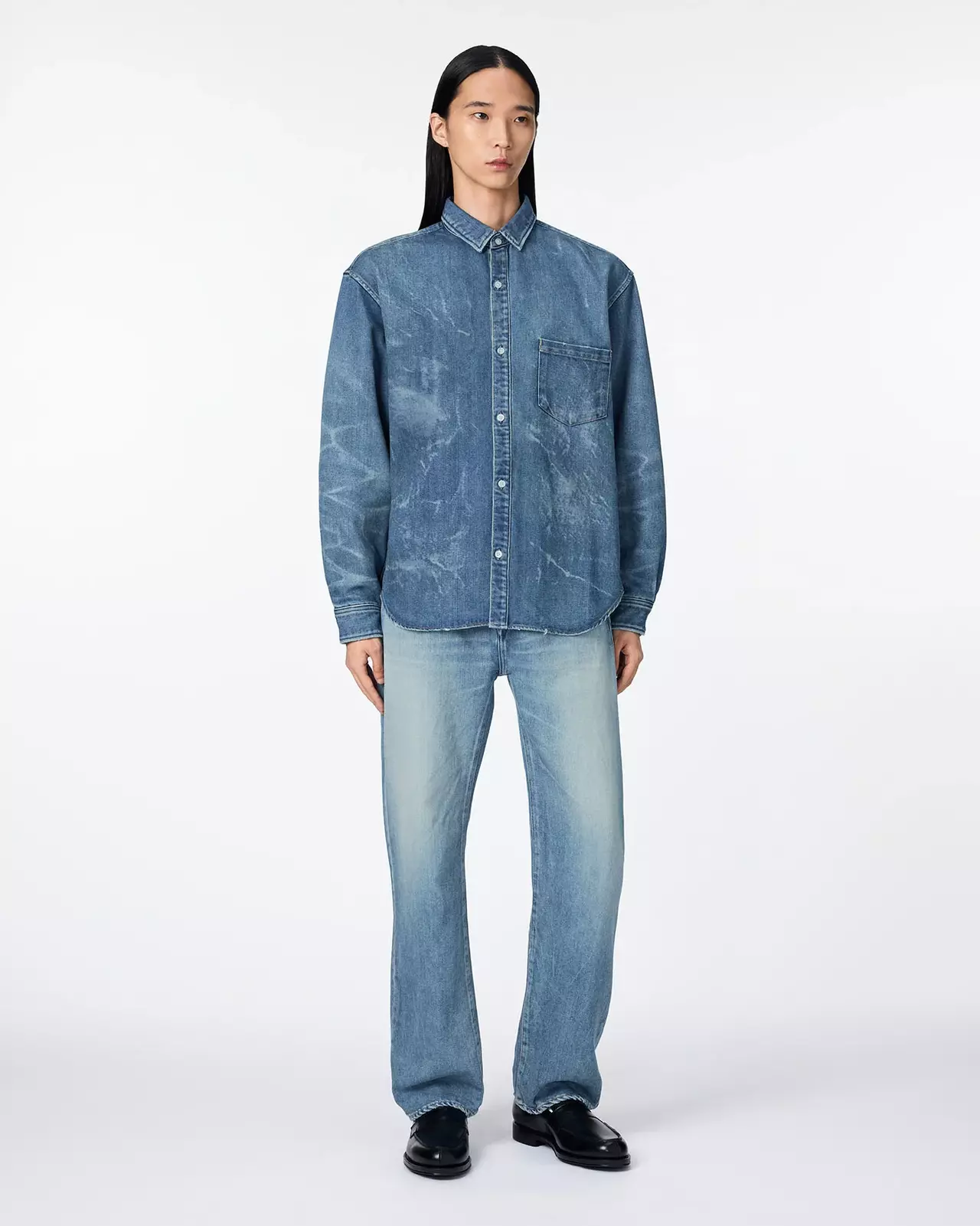 MEN | Light Relax Fit L/S Shirt 9oz Medium Indigo,MEDIUM INDIGO, large image number 3