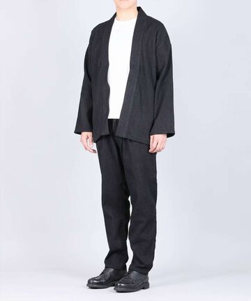 Sashiko Black Haori,BLACK, large image number 3