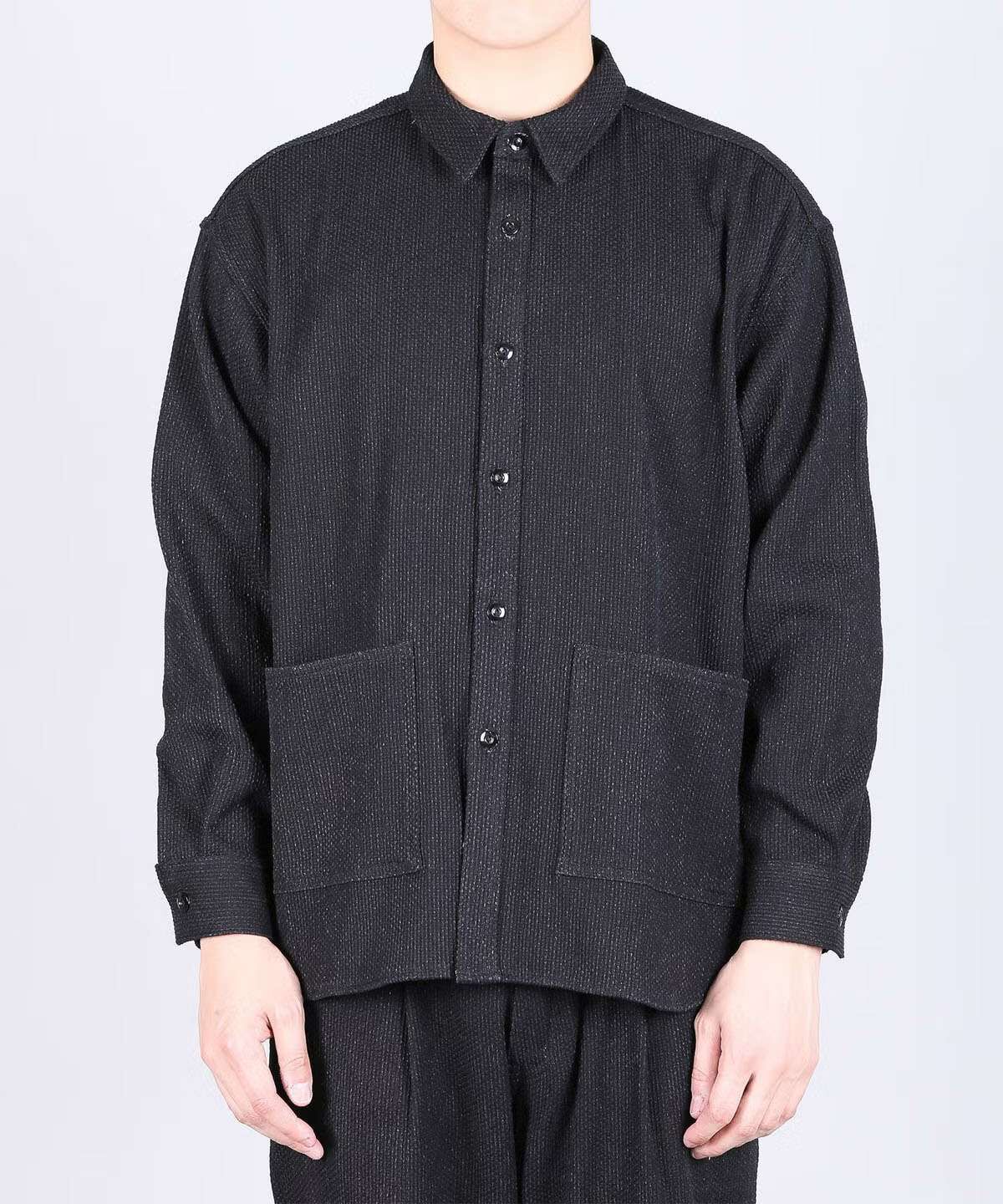 Sashiko Black Big Shirt Jacket