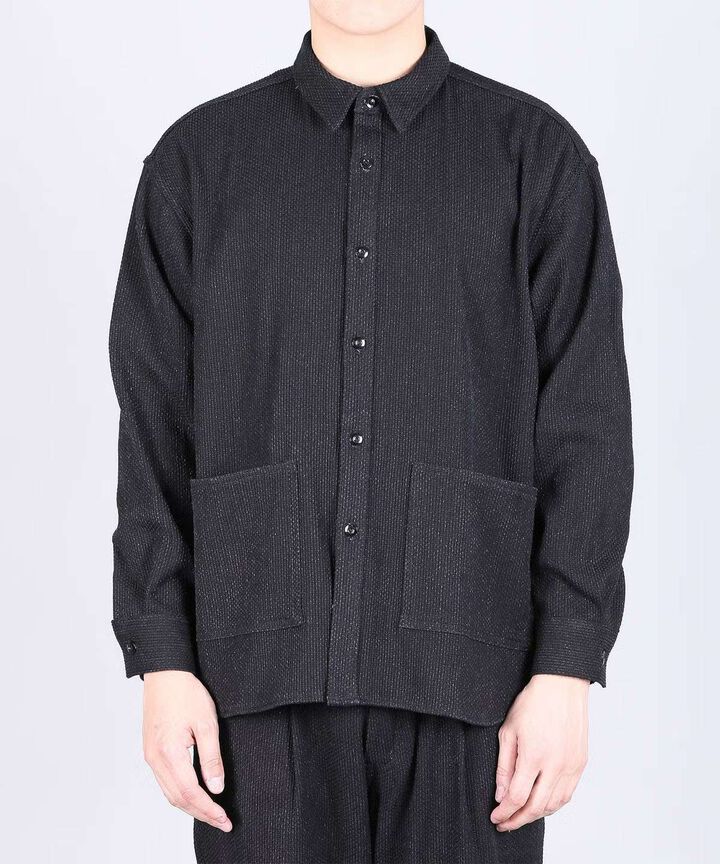 Sashiko Black Big Shirt Jacket,, medium