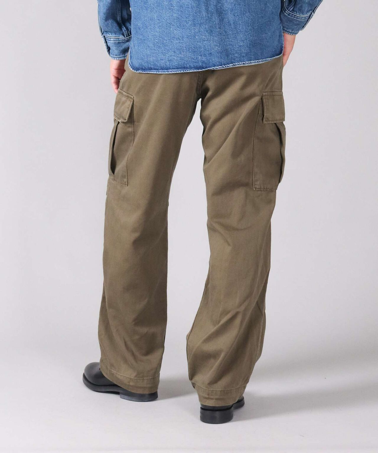Sulphur Dyed Loose Satin Cargo Pants,OLIVE, large image number 2