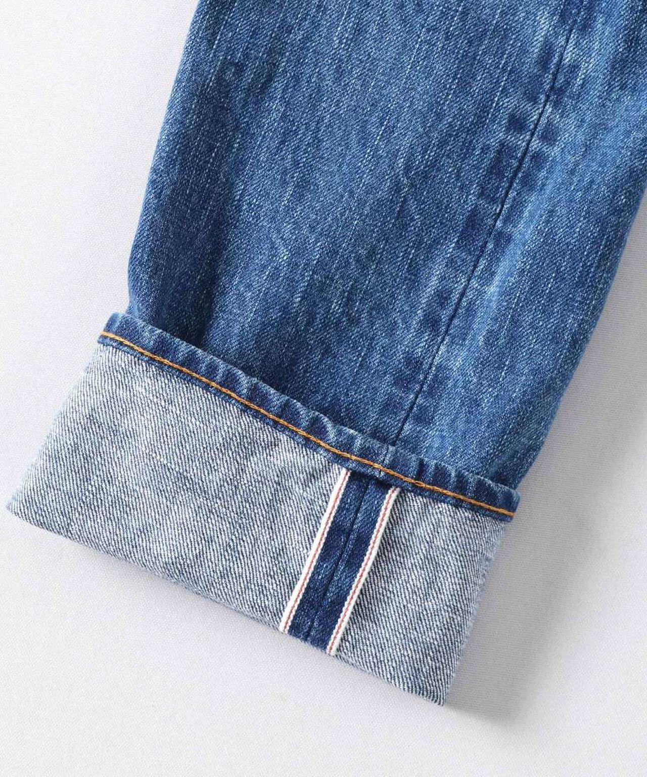 J301_MID CIRCLE Straight 14.8oz American Cotton Vintage Selvedge Jeans (Wash),MEDIUM INDIGO, large image number 10