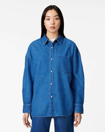 Light Denim Shirt 7oz,MEDIUM INDIGO, small image number 0