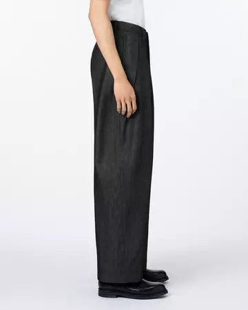 MEN | Light Two Tuck Loose Trousers 9oz Black,BLACK, large image number 1