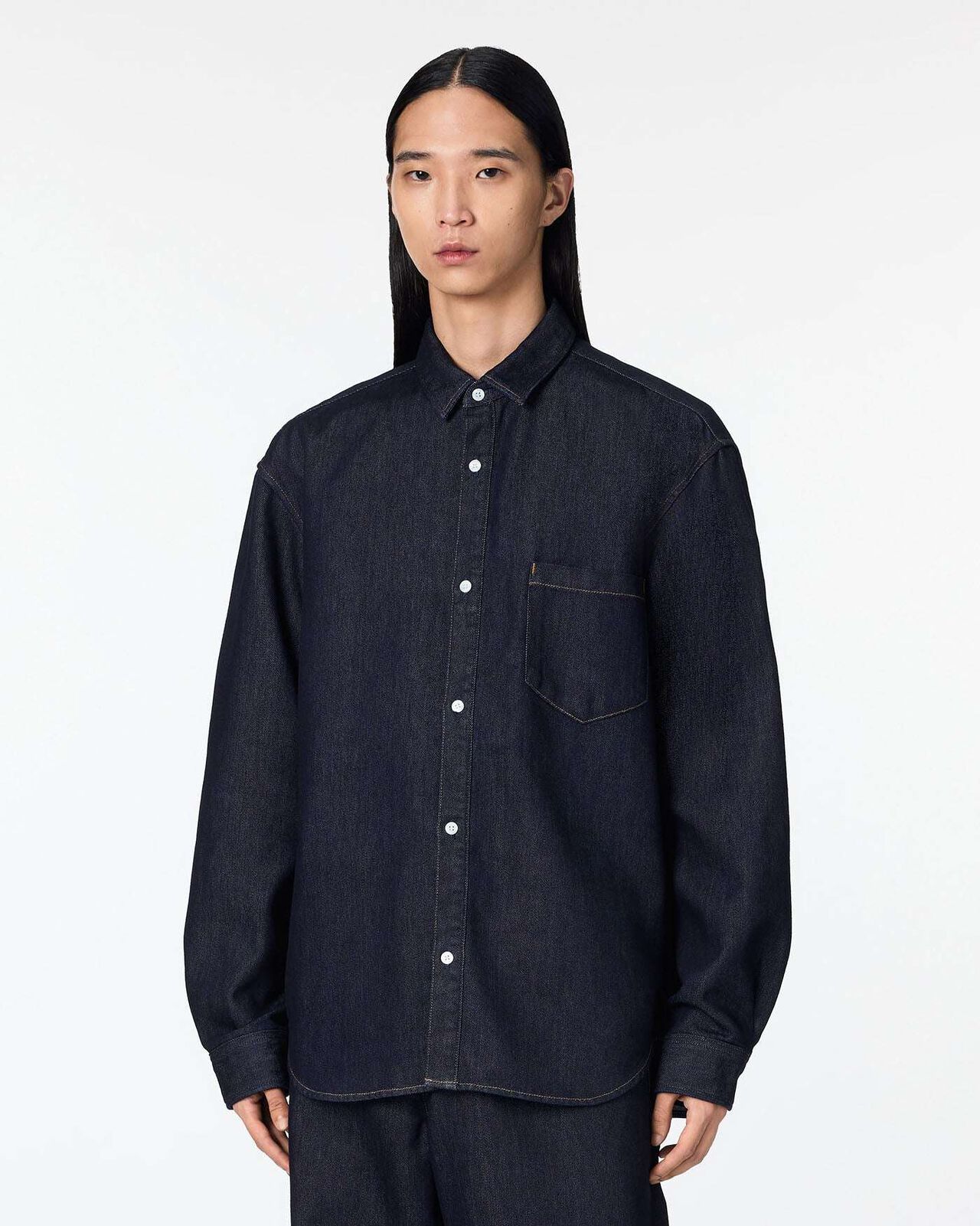 MEN | Light Relax Fit L/S Shirt 9oz,INDIGO, large image number 0