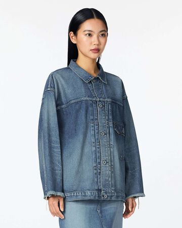 WOMEN | Cutoff Denim Jacket 11oz Medium Indigo,MEDIUM INDIGO, large image number 1
