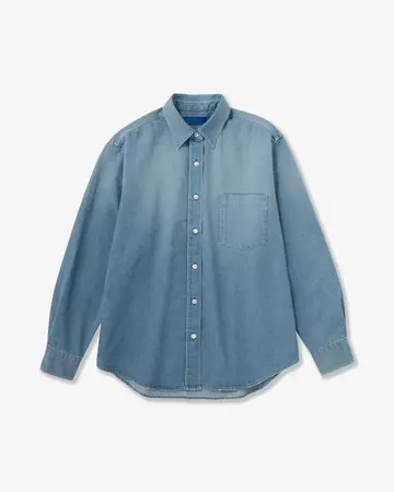 WOMEN | Light Denim Relax Shirt 7oz Medium Indigo,MEDIUM INDIGO, large image number 6