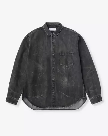 MEN | Light Relax Fit L/S Shirt 9oz Washed Black,WASHED BLACK, large image number 4