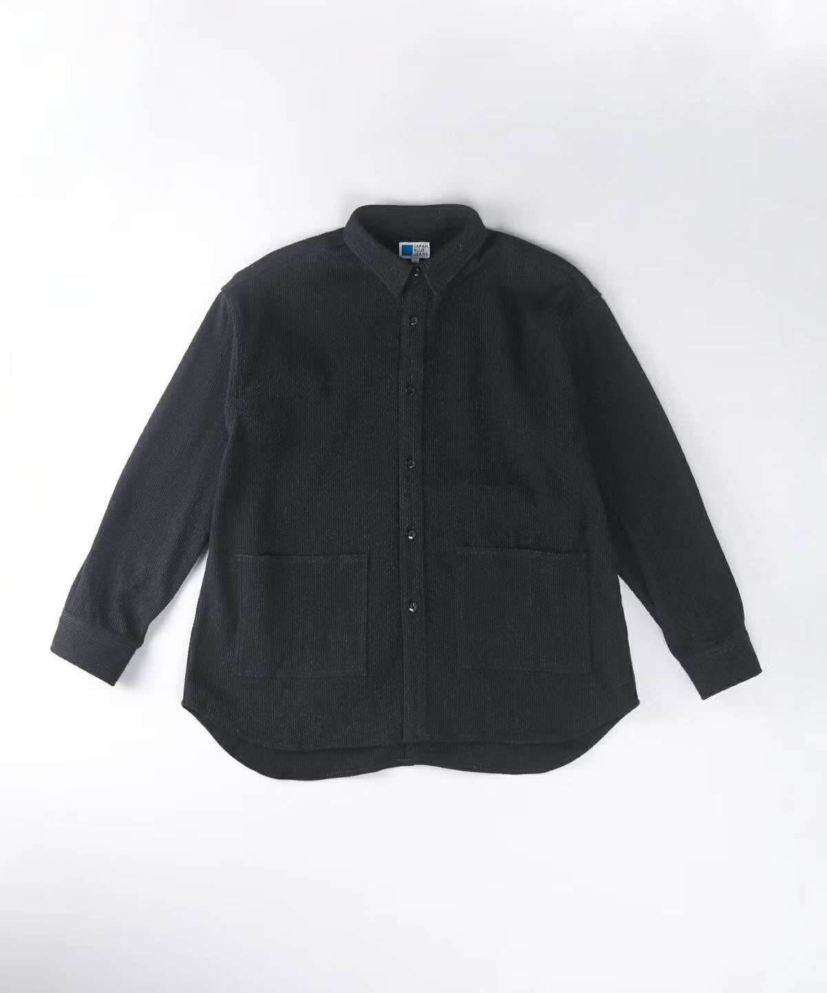 Sashiko Black Big Shirt Jacket