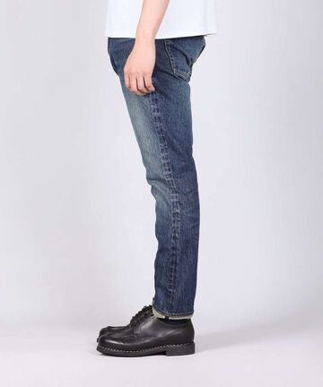 J301(D01) 14.8oz US Cotton Straight Selvedge Jeans (Aging Wash)-DID-34,DARK INDIGO, large image number 2
