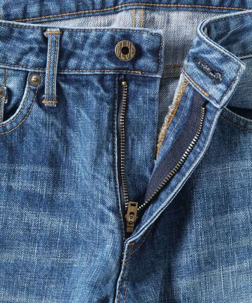 J301_MID CIRCLE Straight 14.8oz American Cotton Vintage Selvedge Jeans (Wash),MEDIUM INDIGO, small image number 7