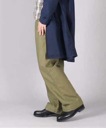 Sulphur Dyed Back Satin Wide Trousers,OLIVE, large image number 16