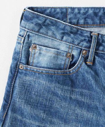 J301_MID CIRCLE Straight 14.8oz American Cotton Vintage Selvedge Jeans (Wash),MEDIUM INDIGO, large image number 8