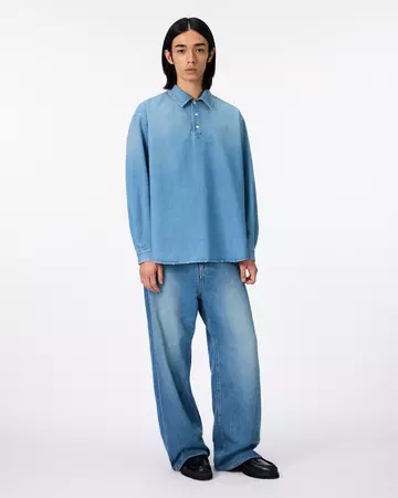 MEN | Light Denim Pullover Shirt 7oz Medium Indigo,MEDIUM INDIGO, large image number 4