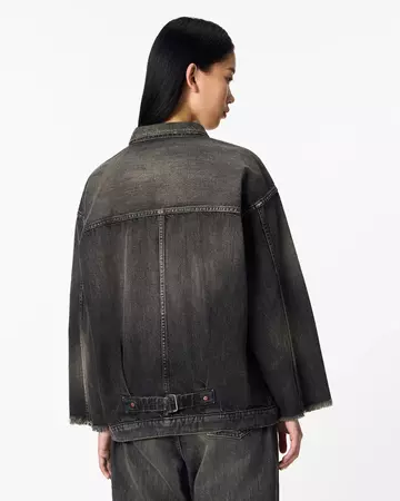 WOMEN | Cutoff Denim Jacket 11oz Washed Black,BLACK, large image number 2