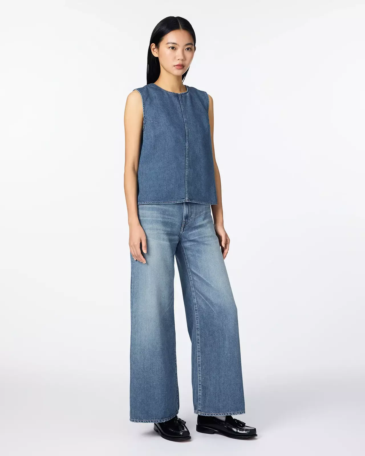 WOMEN | Light Denim NS shirt 9oz Medium Indigo,MEDIUM INDIGO, large image number 3