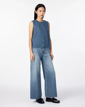 WOMEN | Light Denim NS shirt 9oz Medium Indigo,MEDIUM INDIGO, large image number 3