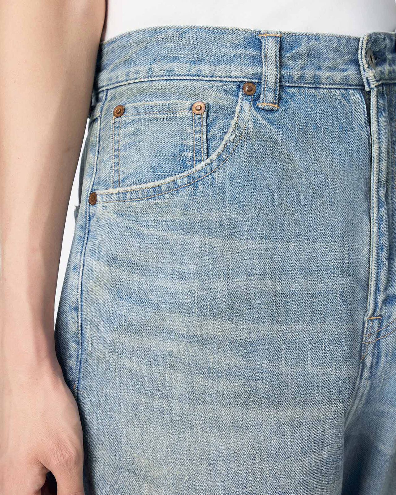 MEN | ReDESIGN Skew Wide Jeans 12oz Light Indigo,LIGHT INDIGO, large image number 3