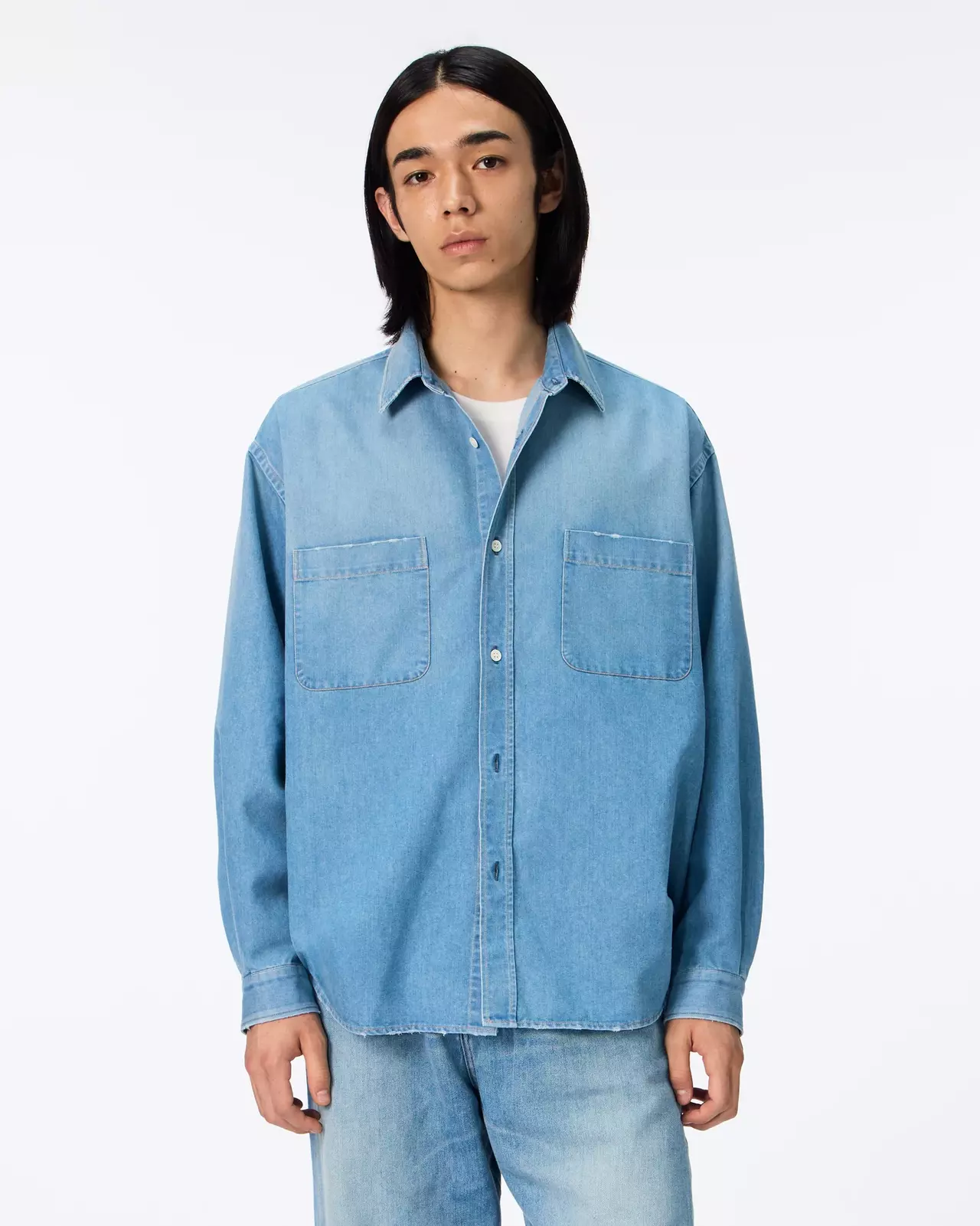 MEN | Light Denim Relax Shirt 7oz Medium Indigo,MEDIUM INDIGO, large image number 0
