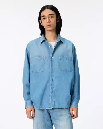 MEN | Light Denim Relax Shirt 7oz Medium Indigo,MEDIUM INDIGO, large image number 0