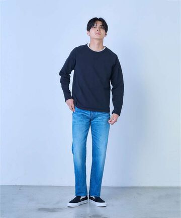 J401_MID CIRCLE Classic Straight 14.8oz American Cotton Vintage Selvedge Jeans (Wash),MEDIUM INDIGO, large image number 11