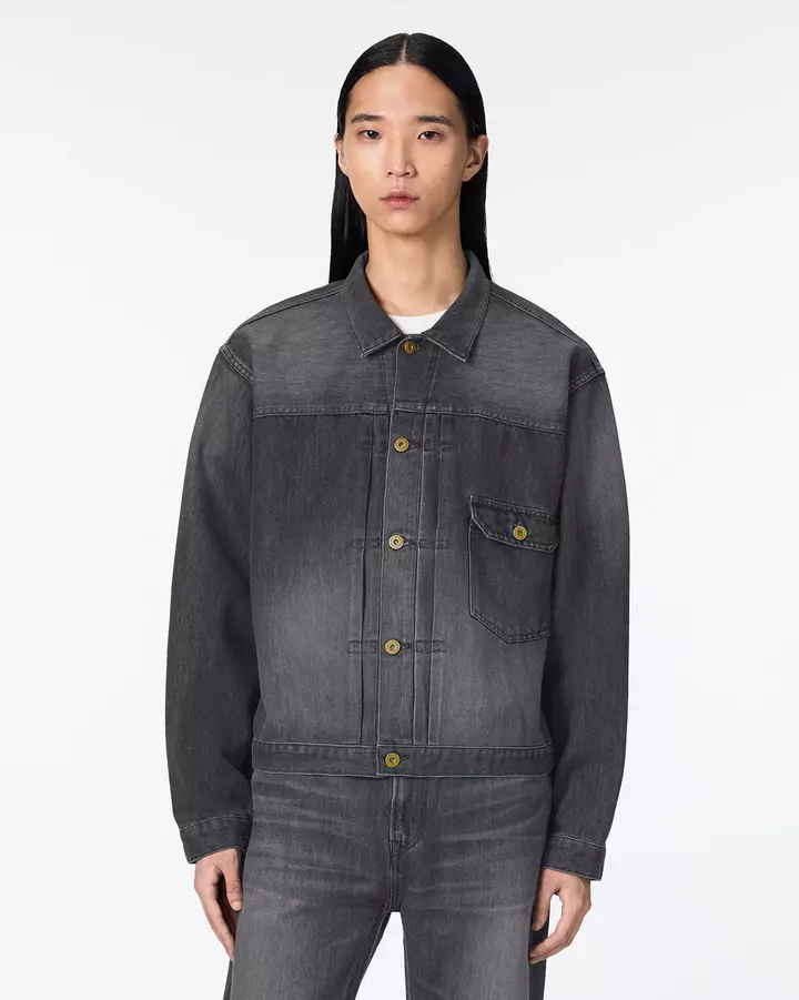 MEN | Light Type 1 Denim Jacket 9oz Washed Black,, medium