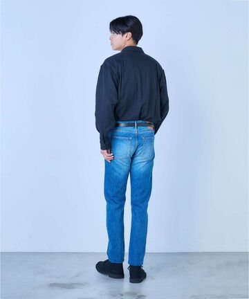 J301_MID CIRCLE Straight 14.8oz American Cotton Vintage Selvedge Jeans (Wash),MEDIUM INDIGO, small image number 13
