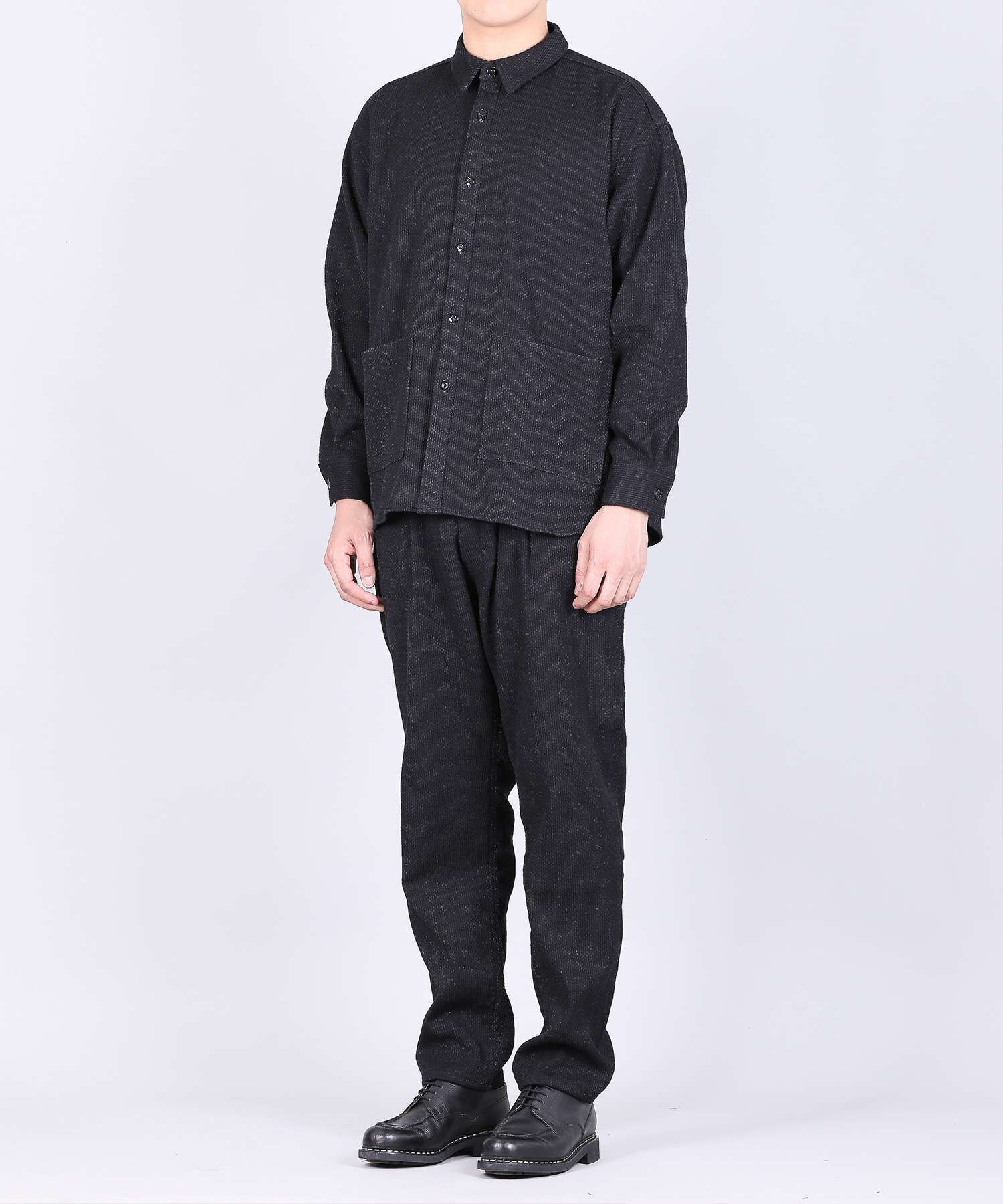 Sashiko Black Big Shirt Jacket - 11oz Black Sashiko