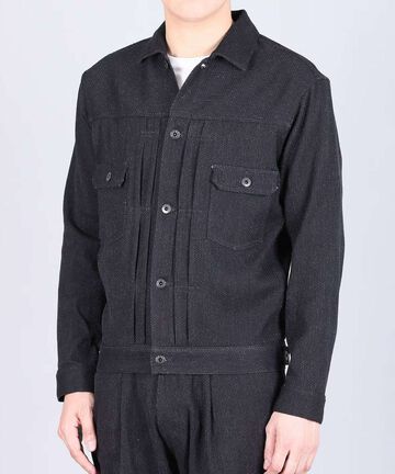 Sashiko Black Type 2 Jacket,BLACK, large image number 1