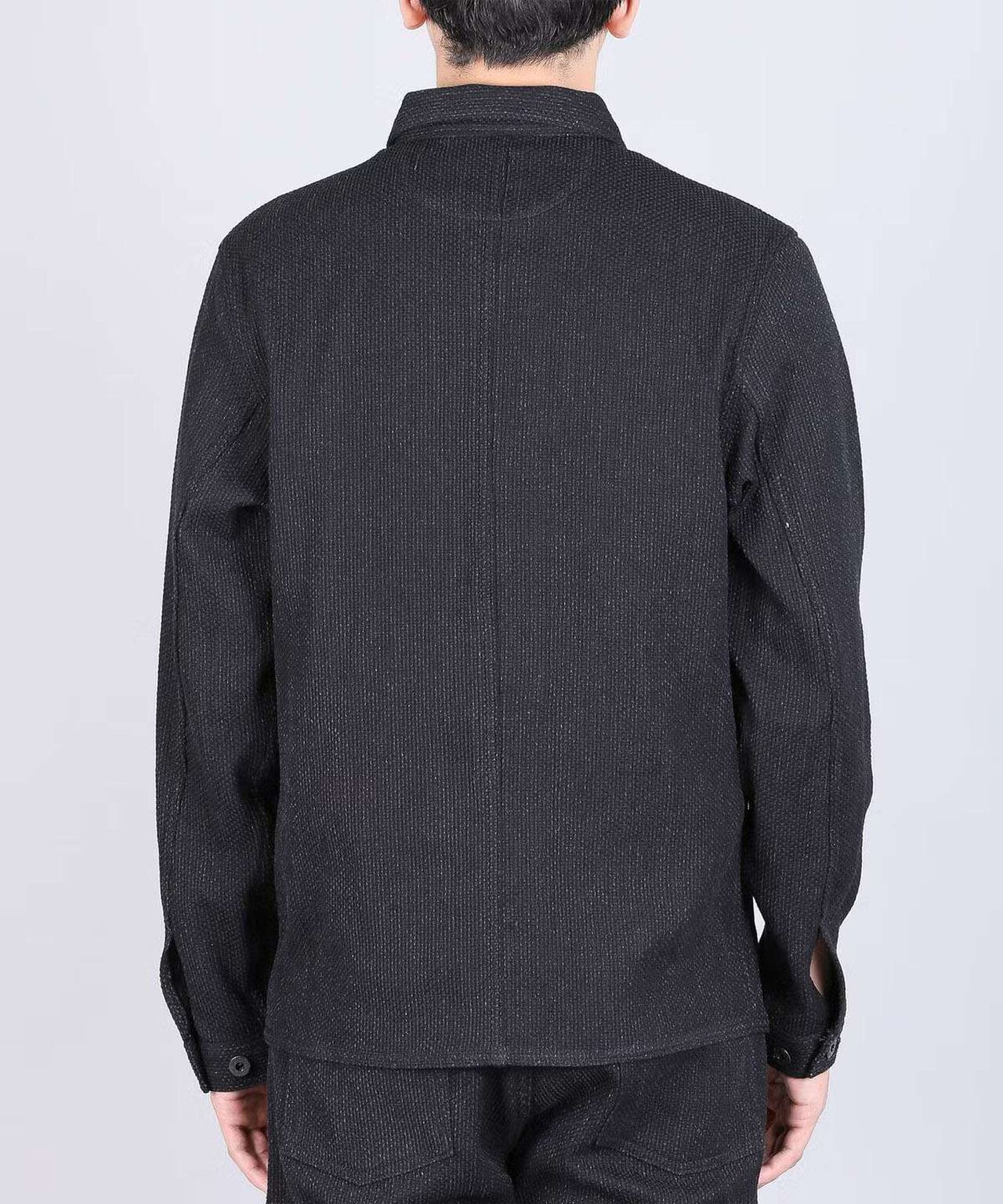 Sashiko Black Coverall Jacket,BLACK, large image number 2