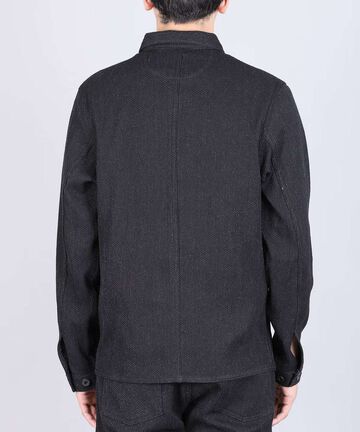 Sashiko Black Coverall Jacket,BLACK, large image number 2