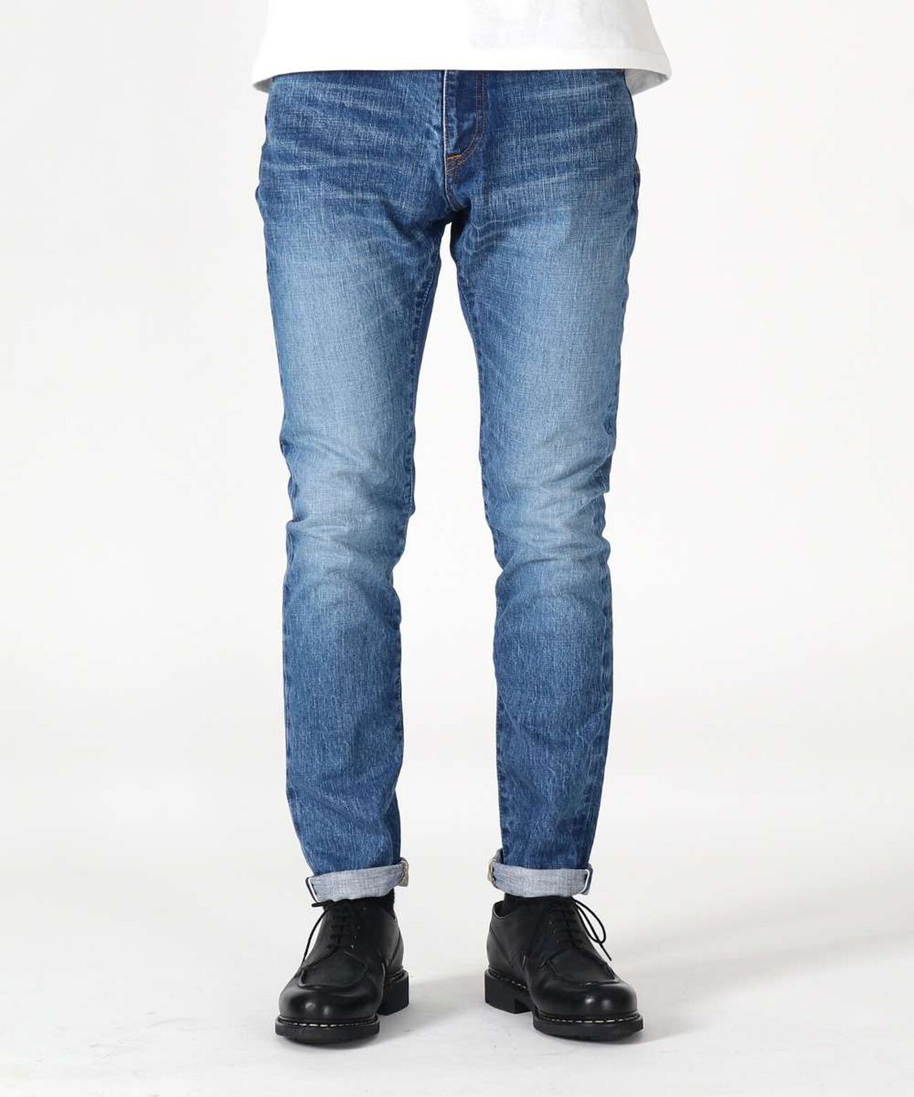 J201_MID CIRCLE Tapered 14.8oz American Cotton Vintage Selvedge Jeans (Wash),MEDIUM INDIGO, large image number 0