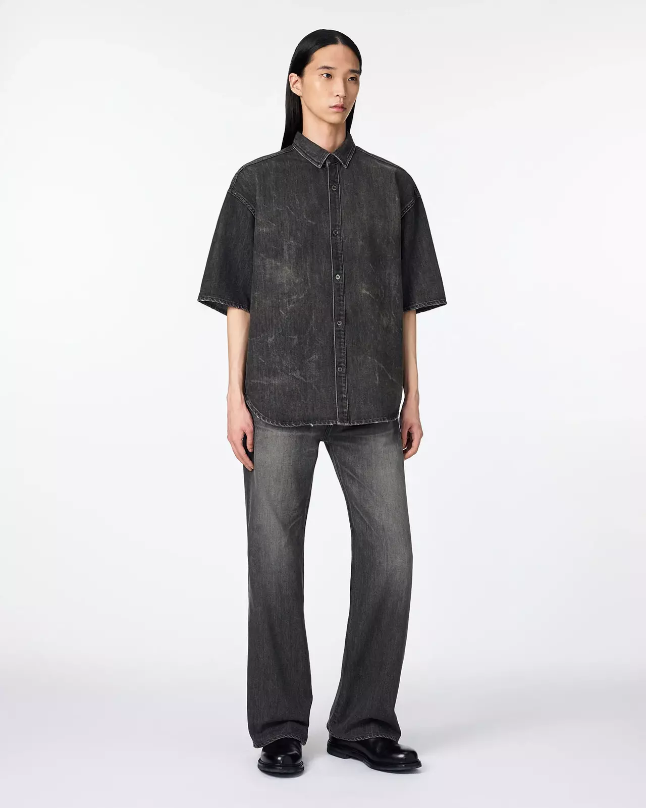 MEN | Light Oversized S/S Shirt 9oz Washed Black,WASHED BLACK, large image number 3