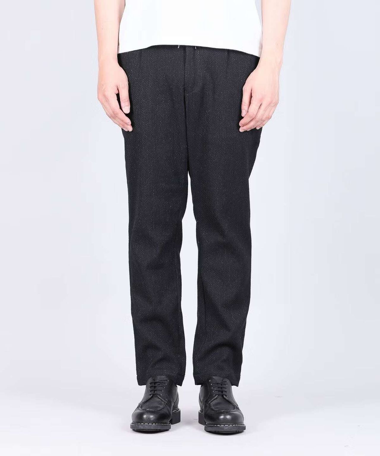 Sashiko Black Easy Tapered Pants,BLACK, large image number 3