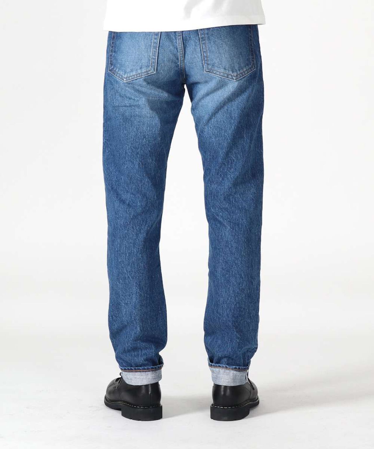 J301_MID CIRCLE Straight 14.8oz American Cotton Vintage Selvedge Jeans (Wash),MEDIUM INDIGO, large image number 4