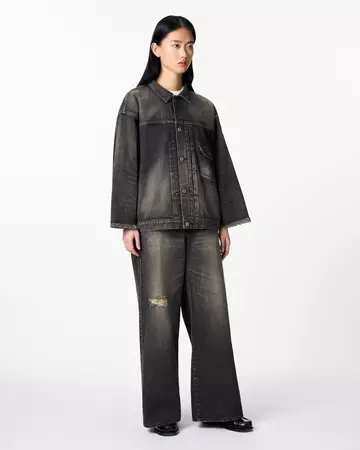 WOMEN | Cutoff Denim Jacket 11oz Washed Black,BLACK, large image number 3