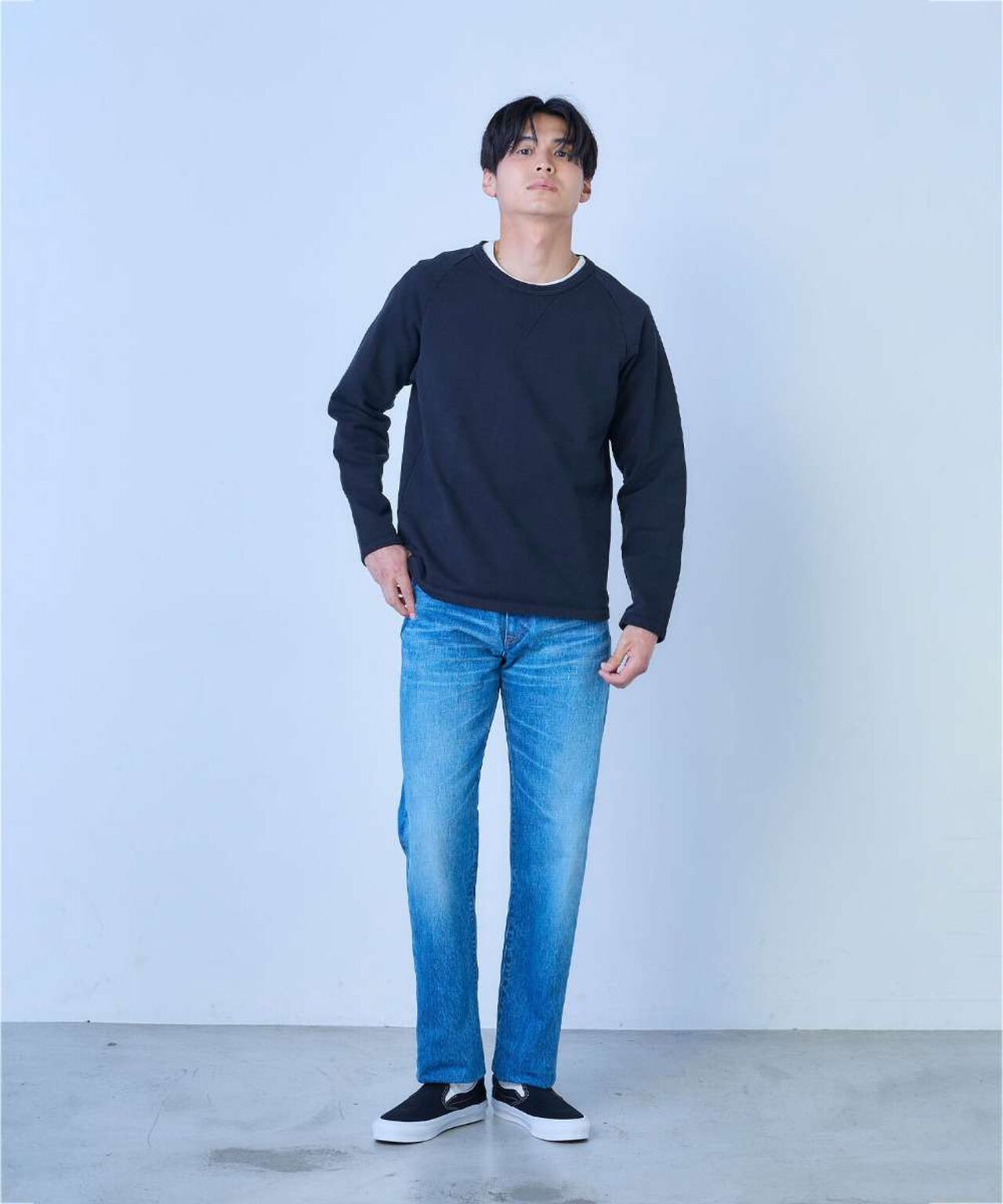 J401_MID CIRCLE Classic Straight 14.8oz American Cotton Vintage Selvedge Jeans (Wash),MEDIUM INDIGO, large image number 11