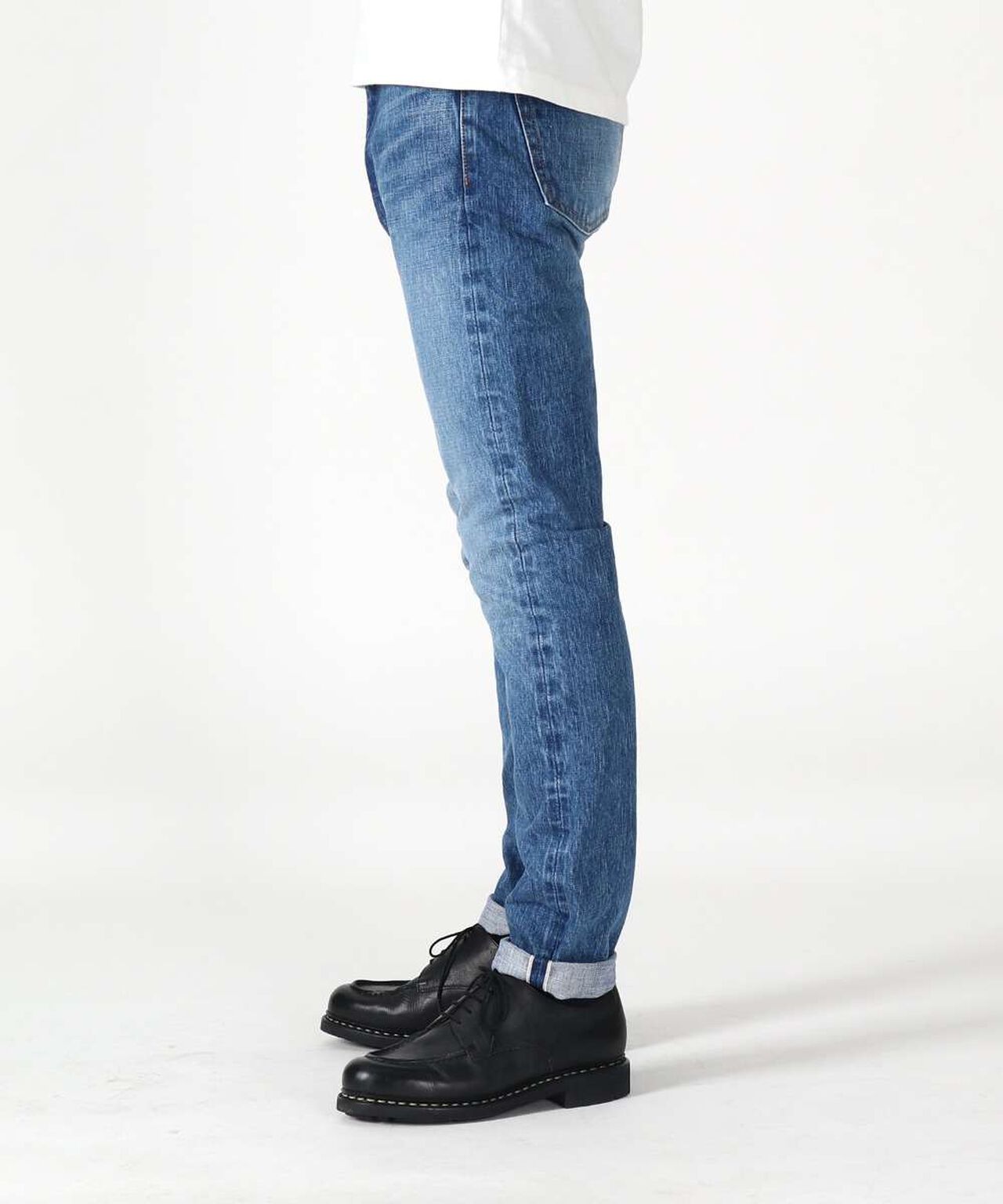 J201_MID CIRCLE Tapered 14.8oz American Cotton Vintage Selvedge Jeans (Wash),MEDIUM INDIGO, large image number 3