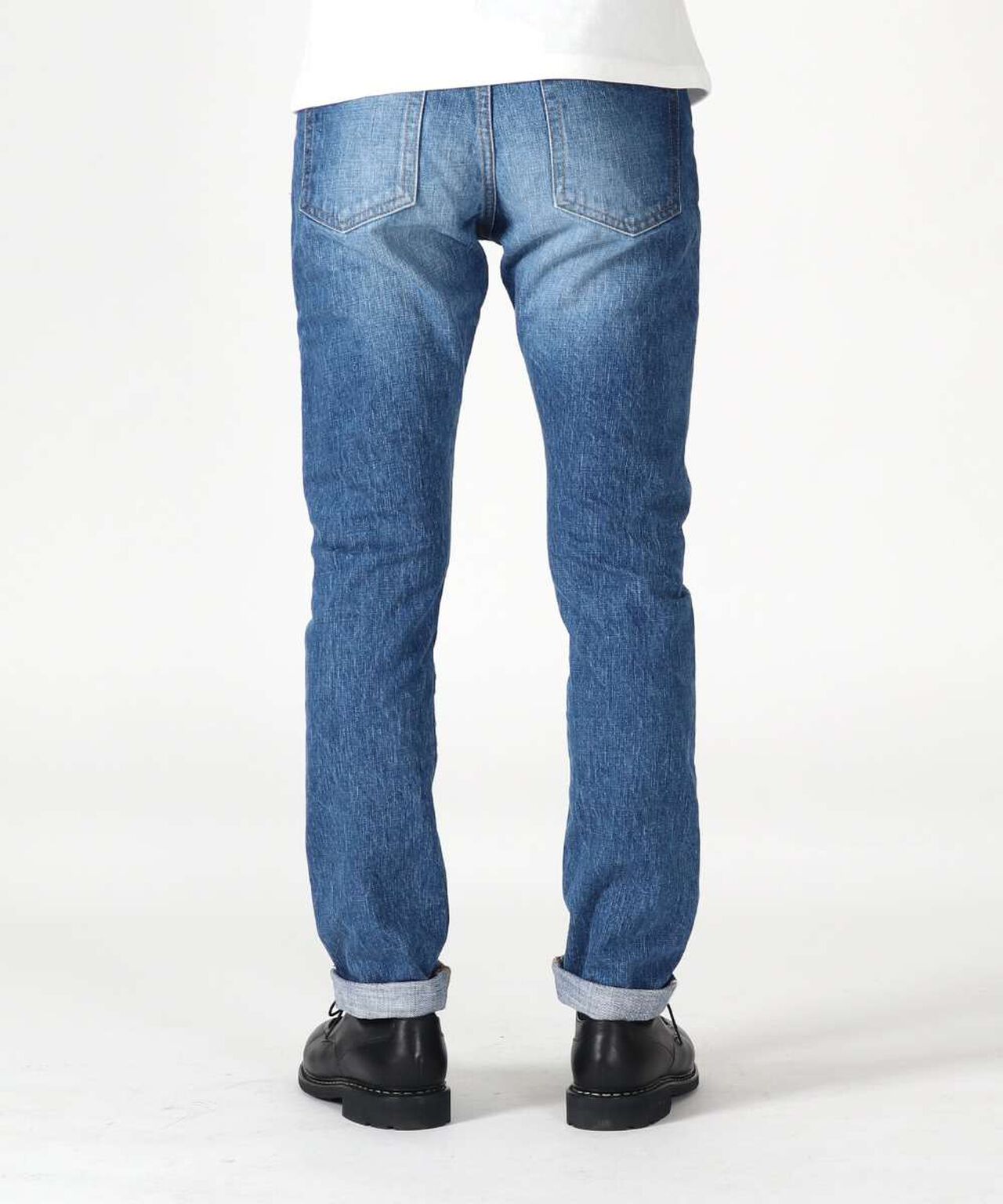 J201_MID CIRCLE Tapered 14.8oz American Cotton Vintage Selvedge Jeans (Wash),MEDIUM INDIGO, large image number 4